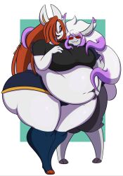 bbw big_ass big_breasts breasts bubble_butt chubby cinderace dani_(dewwydartz) dewwydarts dewwydartz female furry hisuian_zoroark huge_ass huge_breasts john_(dewwydartz) obese pokemon pokemon_(species) species_swap thick_thighs wide_hips