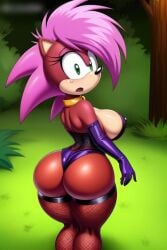 ai_generated ass breasts magenta_fur mobian_(species) oiled oiled_skin sonia_the_hedgehog sonic_(series) sonic_the_hedgehog_(series) sonic_underground