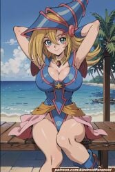 1girls 2d ai_generated aindroidparanoid beach big_breasts blonde_hair blush boobs breasts card dark_magician_girl duel_monster female female_only green_eyes huge_breasts large_breasts light-skinned_female light_skin long_hair magical_girl nipples pale-skinned_female pale_skin sand smile solo stable_diffusion tits yu-gi-oh! yu-gi-oh!_5d's yu-gi-oh!_duel_monsters yu-gi-oh!_gx