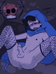2boys black_hair black_hair_male blush cock color colored dave_strider dialogue dick drool fishnet_thighhighs fishnets full_color gay glasses headgear headwear homestuck hood john_egbert korochubby male male_breasts male_focus male_nipples male_only moaning moaning_in_pleasure nipples penis shades short_hair short_hair_male stockings sunglasses thigh_highs thighhighs twink yaoi
