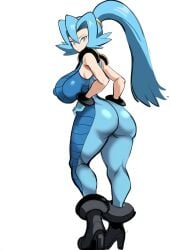 ai_generated alternate_costume big_breasts blue_hair bodysuit clair_(pokemon) female female_focus female_only full_body mullon novelai pokemon pokemon_hgss solo solo_female thick_thighs