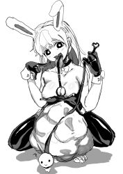 ambiguous_prey bunnysuit digestion female_pred leash_in_mouth multiple_prey open_mouth swallowing tagme unaware_prey vore