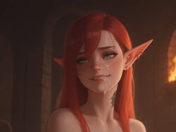 ai_generated animated cum cum_inside ear_piercing elf elf_ears happy orgasm red_hair