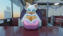 3d 3d_(artwork) anthro big_breasts clothing denny's female female_only furry furry_only junkron rouge_the_bat sega sonic_(series) sonic_the_hedgehog_(series)