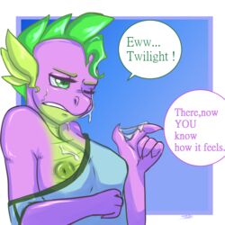 3d after_sex anthro barb_(mlp) breasts cum female friendship_is_magic furry geeflakes my_little_pony purple_body rule_63 smooth_skin solo spike_(mlp)