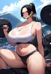 ai_due ai_generated boa_hancock breasts cleavage female female_only huge_breasts large_breasts one_piece see-through see-through_clothing solo