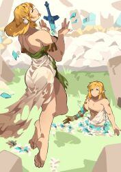 aspirindabaitu big_breasts breasts cleavage female huge_breasts link link_(breath_of_the_wild) princess_zelda tagme tears_of_the_kingdom the_legend_of_zelda thick_thighs wide_hips zelda_(tears_of_the_kingdom)