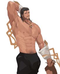 1boy abs bara beard biceps clothing league_of_legends lixiao6342 male male_nipples male_only manly muscular_male nipples pecs riot_games sylas