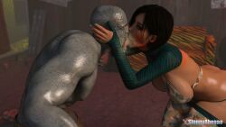 ada_wong ahe_gao ahe_gao ahegao_face ass ass_focus drool_on_face drooling extreme_french_kiss french_kiss french_kissing kissing kissing monster mr_x resident_evil resident_evil_2 sloppyahegao slut slutty_clothing slutty_outfit tongue_out tongue_piercing