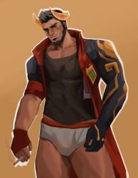 bara bulge clothing darius_(league_of_legends) league_of_legends lixiao6342 lunar_beast_darius lunar_beast_series male male_nipples male_only manly mature_male muscular_male nipples pecs riot_games tight_clothing underwear