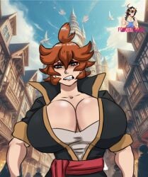 black_clover castle female female_only friki8otaku huge_breasts mereoleona_vermillion orange_hair pov