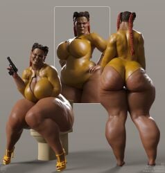 1girls 3d apex_legends ass big_ass big_breasts breasts cellulite cleavage dark-skinned_female dark_skin fat_ass female grimmspring high_heels implied_scat latina loba loba_(apex_legends) on_toilet overweight overweight_female platform_heels solo stretch_marks thick_thighs thunder_thighs toilet