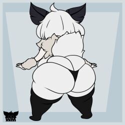 animated anthro arthropod arthropod_abdomen ass belly big_butt bounce butt_jiggle chest_tuft clothed clothing femboy fluffy fluffy_tail hi_res huge_butt hyper hyper_butt insects jiggling legwear lepidopteran male male/male moth short_stack slightly_chubby solo tail teapot_(body_type) teasing teasing_viewer thigh_highs thong thong_only topless tuft twerking underwear underwear_only willowmoff