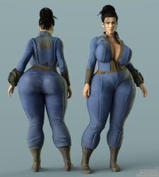 1girls 3d ass big_ass black_hair cyberpunk_2077 dark-skinned_female dark_skin fallout fat_ass female grimmspring huge_ass native_american panam_palmer solo vault_suit