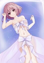 2d bikini breasts date_a_live light-skinned_female pink_eyes pink_hair short_hair sonogami_rinne thighs