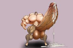 bodybuilder cum cum_drip cum_dripping cum_dripping_from_penis cum_on_floor cum_on_ground cum_splash cum_splatter cumming hyper hyper_balls hyper_cock hyper_genitalia hyper_penis hyper_testicles krinkyuu male male_only muscles muscular muscular_arms muscular_male muscular_thighs