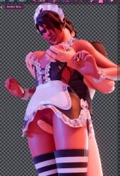 1boy 1boy1girl 1girls buttjob dark_skin female fortnite fortnite:_battle_royale hips itzbrenden laura_oc maid maid_headdress maid_outfit maid_uniform starinww thigh_sex thighs