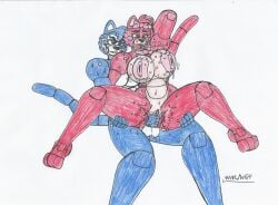 1futa 1girls anthro artist_request catty_(fnaf) fazbear_fanverse five_nights_at_fina's five_nights_at_freddy's futa_on_female futanari oc penetration source_request traditional_media_(artwork) vaginal_penetration