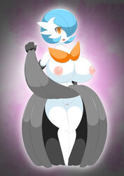 big_breasts blue_hair breasts female female_gardevoir female_only full-length_portrait full_length furry gardevoir mega_evolution mega_gardevoir nipples nirriti orange_eyes perfect_body pokémon_(species) pokemon pokemon_(species) pokemon_rse pokephilia portrait pussy shiny_pokemon solo standing