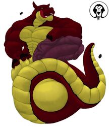 1boy balls biceps big_muscles big_pecs erection hippopotamus humanoid_penis hybrid hyper hyper_balls hyper_penis legless long_tongue looking_at_viewer male male_only mammal muscular naga nude open_mouth pecs penis reptile scalie serpentine snake tongue triceps vein xatanlion