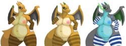 arm_warmers breasts charizard chubby dragon female female_only kai-ten kaivolate mega_charizard_x mega_charizard_y nintendo nipples overweight pixel_art pokemon pokemon_(species) pussy simple_background stockings video_games white_background wings