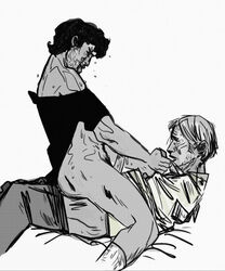 2boys dark_hair dominant_will gay half-dressed hannibal hannibal_lecter hannigram homosexual light_hair male male/male male_only multiple_males on_back on_top penis riding stubble will_graham yaoi