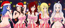 5girls ass blue_hair cana_alberona christmas erza_scarlet fairy_tail female female_only human juvia_lockser large_breasts lucy_heartfilia mirajane_strauss multiple_females tagme zorosen