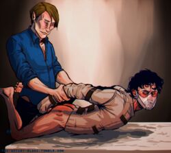 2boys anal anal_sex arms_behind_back arms_tied bondage bottomless boy_rape forced forced_anal forced_yaoi gay hannibal_lecter hannibal_nbc hannigram human human_only male male_only male_rape_victim malesub mask masked masked_male multiple_males penis questionable_consent rape restrained rolling_eyes sex will_graham yaoi