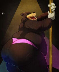 anthro ass big_ass dancing disney donryu fat fat_ass fur furry goof_troop male male_only nipples obese obese_male overweight overweight_male pete_(disney) peter_pete_sr. pole pole_dancing solo speedo stripper swimsuit teasing