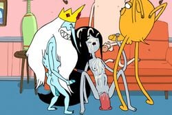 adventure_time animated balls cartoon_network cum cum_on_breasts cum_on_face cum_on_hair cum_on_stomach dildo ejaculation female finn_the_human gif group_sex handjob ice_king jake_the_dog male marcy masturbation penis purpleprawn pussy sex_toy stomach_bulge