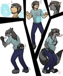 anthro breasts clothing comic furry gender_transformation joducus kicking mtf_transformation panting possession pregnant raccoon rule_63 species_transformation transformation