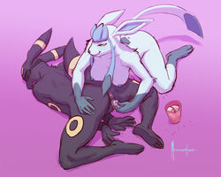 2013 anthro anthro_only anus big_breasts blindfold bound breasts eeveelution female fur furry furry_ears furry_tail glaceon ice_cube ice_in_pussy ice_insertion meesh nintendo nude pokemon pussy restrained tail umbreon vaginal_penetration video_games yuri