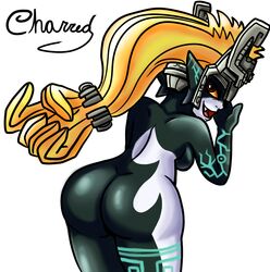 alternate_breast_size ass back_view charredarousal charrousal color female female_only imp imp_midna midna nude solo the_legend_of_zelda twilight_princess