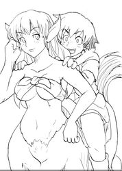 1boy centaur female furry heriyama monochrome taur