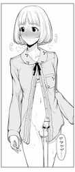 1boy androgynous blush censored clothing crossdressing erection foreskin genshiken hato_kenjirou high_resolution male male_only monochrome navel open_clothes open_shirt penis ribbon short_hair solo sweat testicles translation_request vibrator vibrator_on_penis yn_red