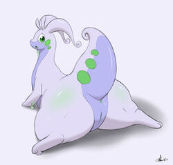 2014 anus ass big_butt dragon female gillpanda goo goodra looking_at_viewer looking_back low_res lying nintendo on_stomach open_mouth pokemon pokemon_(species) presenting presenting_hindquarters presenting_pussy pussy shadow shiny slime solo thick_thighs tongue two_toes video_games wide_hips