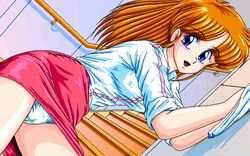 1girls 90s d.o. female female_focus game_cg girl hoshi_no_suna_monogatari hoshi_no_suna_monogatari_2 open_mouth panties pantyshot pc98 shima_(d.o.) solo_female solo_focus uncensored white_panties