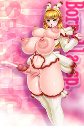 1futa animal_ears ass breasts censored chichi_kurage_ss cum cumshot from_behind futa_only futanari herm hermaphrodite highres huge_ass huge_breasts huge_nipples intersex multi_breast multi_genitalia nipples penis penis_emerging_from_pussy puffy_nipples pussy simple_background slug slug_girl solo standing