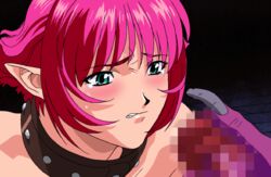 00s animated blush cala censored clenched_teeth close-up collar crying darkness elf female forced game_cg green_eyes male maranello masturbation monster nude penis pink_hair pointy_ears rape short_hair slave sogna straight tears viper_(series) viper_rsr