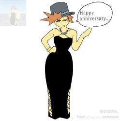 1boy alternate_version_available black_dress dialogue dialogue_box dress hoop_earrings modakawa_dress pearl_necklace reference_image roblox roblox_avatar robloxian tagme tagme_(artist) tiktok_username tiktok_watermark tze_(roblox) watermark white_background
