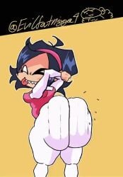 1girls 2d 2d_(artwork) alternative_version artist_name asian_female ass_focus back_view big_ass big_butt black_hair digital_media_(artwork) doodle evilfatnigga4 fat_ass friday_night_funkin ghostfluff0 hands_behind_head nene_(newgrounds) newgrounds no_nose one_eye_closed overalls pink_headband pink_overalls sharp_teeth sideboob solo solo_female sound tagme thick_thighs tongue_out twerking video white_pants white_shirt