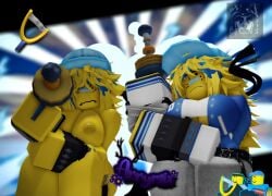 2girls 3d arrymix breasts meme_in_the_background reference_image roblox roblox_game robloxian self_upload slinger_battler_(the_battle_bricks) stunner_battler_(the_battle_bricks) tagme the_battle_bricks watermark