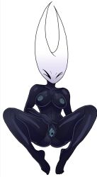 big_breasts black_body breasts bug bug_girl female hollow_knight hollow_knight:_silksong hollow_knight_(franchise) hornet_(hollow_knight) nsfwjiggle pussy solo solo_female spider spider_girl spreading spreading_pussy team_cherry