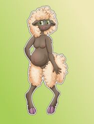 2026 anthro areola belly belly_blush big_belly blush body_blush bovid breasts caprine digital_drawing_(artwork) digital_media_(artwork) digitigrade ear_piercing ear_ring ear_stud english_description eyewear female fur genitals glasses green_background green_eyes green_eyewear green_glasses grey_body grey_fur hi_res humanoid_hands looking_at_viewer mammal navel nipples nude nude_anthro nude_female open_mouth outie_navel piercing pink_areola pink_nipples pink_tongue pregnant pregnant_anthro pregnant_female rayelle_(seenty) red_mouth ring_piercing round_glasses seenty sheep simple_background smile smiling_at_viewer solo standing tongue trans_(lore) trans_woman_(lore) vulva wearing_glasses white_body white_fur