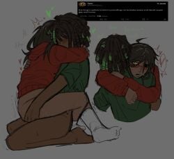 2boys avery_the_mayo averythemayo blush d3rlord3 dyed_hair gay gay_sex green_clothing half-dressed half_naked humanized mcyt minecraft minecraft_arg minecraft_youtubers red_clothing riding searching_for_a_world_that_doesn't_exist searching_for_a_world_that_doesnt_exist socks sweat twitch twitch.tv twitch_streamer twitter twitter_username youtube youtuber youtubers