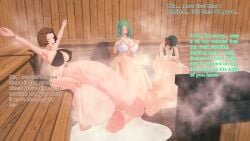 3d 3futas balls bikini brown_hair byleth_(fire_emblem) byleth_(fire_emblem)_(female) commission cum english_text female fire_emblem fire_emblem:_three_houses futanari green_hair huge_balls huge_cock hyper hyper_balls hyper_penis intersex koikatsu manuela_casagranda nintendo penis rhea_(fire_emblem) sauna swimsuit text xavierhuge