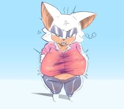 2d_(artwork) angry anthro big_breasts female high-angle_view huge_breasts looking_at_viewer midriff nobiteprime rouge_the_bat sega shortstack sonic_(series) sweat wide_hips