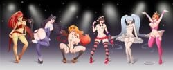 6girls black_hair black_hair_female blake_belladonna blonde_female blonde_hair blue_eyes boots breasts cat_ears green_eyes half-dressed half_naked half_naked_female high_heel_boots high_heels long_hair long_hair_female nora_valkyrie orange_hair orange_hair_female pose posing purple_eyes pyrrha_nikos red_hair red_hair_female ruby_rose rwby shonomi silver_eyes team_rwby weiss_schnee white_hair white_hair_female yang_xiao_long yellow_eyes