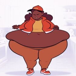 ass_expansion belly_expansion big_ass big_belly big_breasts dark-skinned_female expansion navel orange_clothing orange_hat orange_jacket orange_leggings piper_(ridiculouscake) ridiculouscake sound tagme video wide_hips yellow_shirt