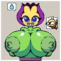anthro anthrofied ass big_breasts breasts electronic_arts female flora_fauna plant plant_humanoid plantie plants_vs._zombies plants_vs_zombies popcap_games video_game_character video_games pixel_art bee shrinking_violet_(pvz) ekumeart